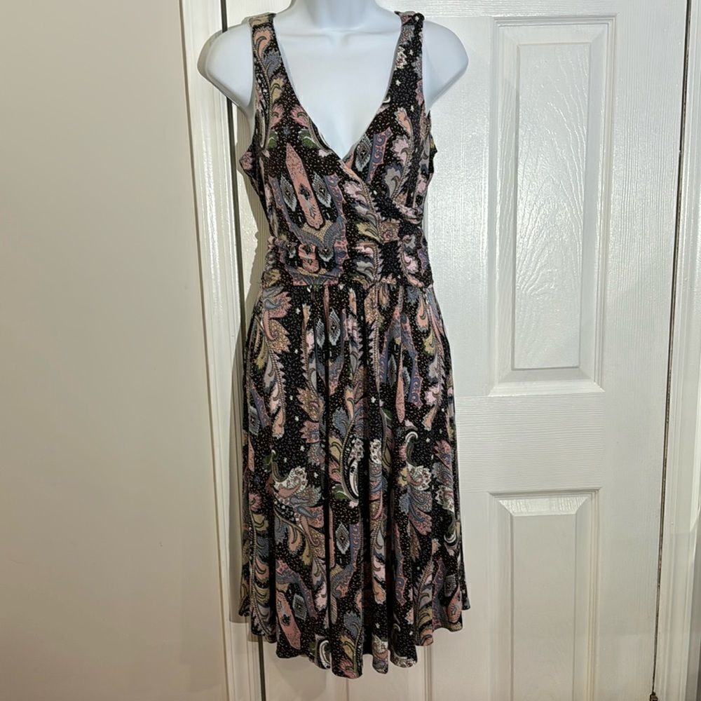 Maeve Anthropologie Leslie Paisley Wrap Top Midi‎ Dress Size S - Picture 4 of 15